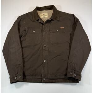 Woolrich Jacket Men L Brown Sherpa Lined Corduroy Collar Barn Coat Work Outdoors